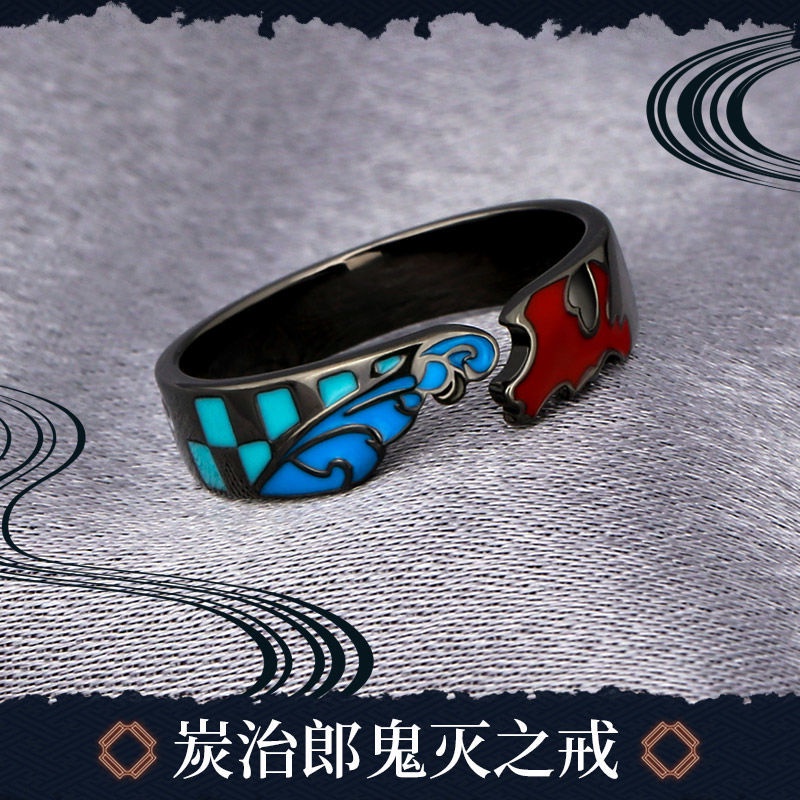 Kamado Tanjirou Ring Demon Slayer S925 silver adjustable ring | Shopee ...
