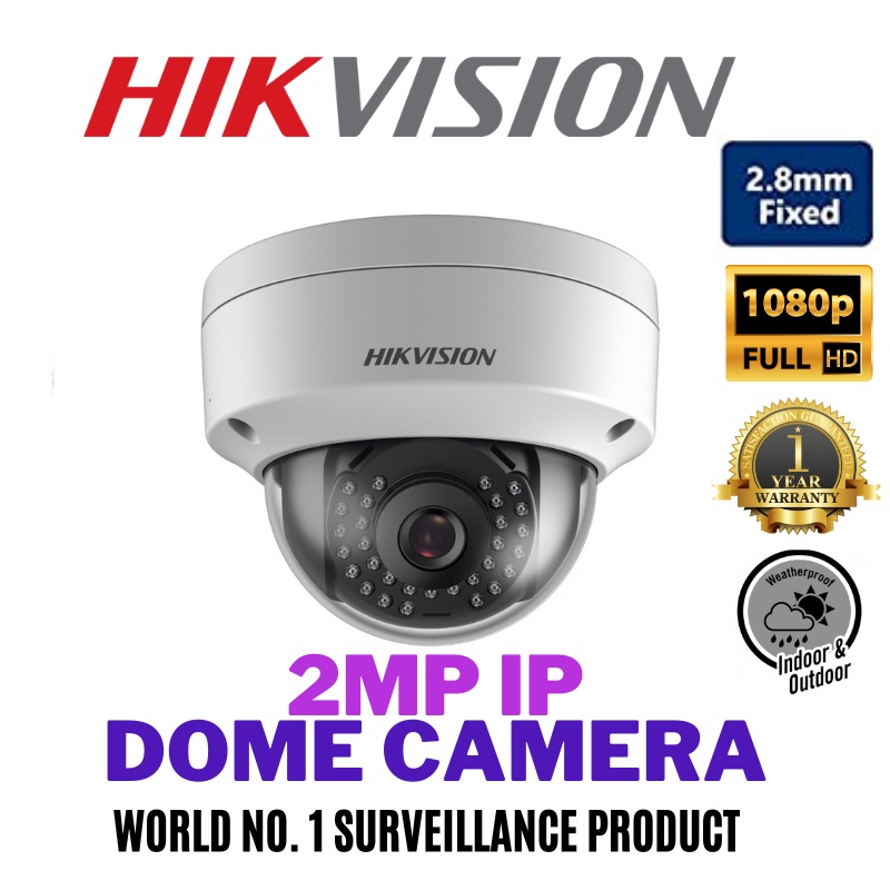 HIKVISION CCTV Network 2MP IR Fixed Lens 1080 Full HD IP Dome Camera (2 ...