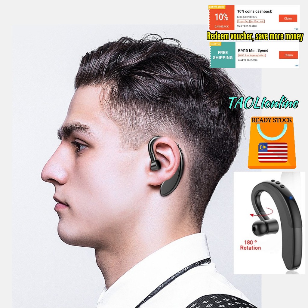 [Ori] Y10 Wireless Bluetooth Ear-Hook 5.0 Wireless Earphone /Bluetooth ...