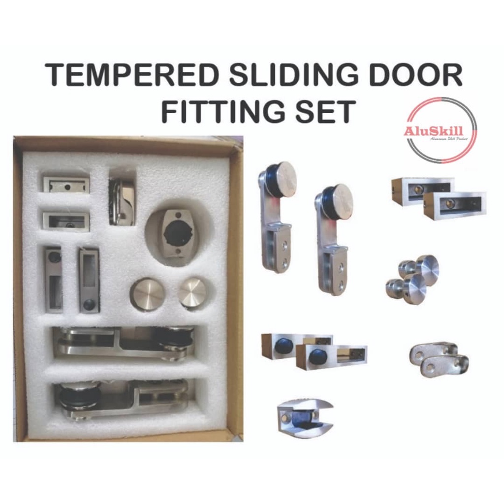 SA F01 STANLESS STEEL SLIDING GLASS DOOR FITTING (FULL SET) Shopee