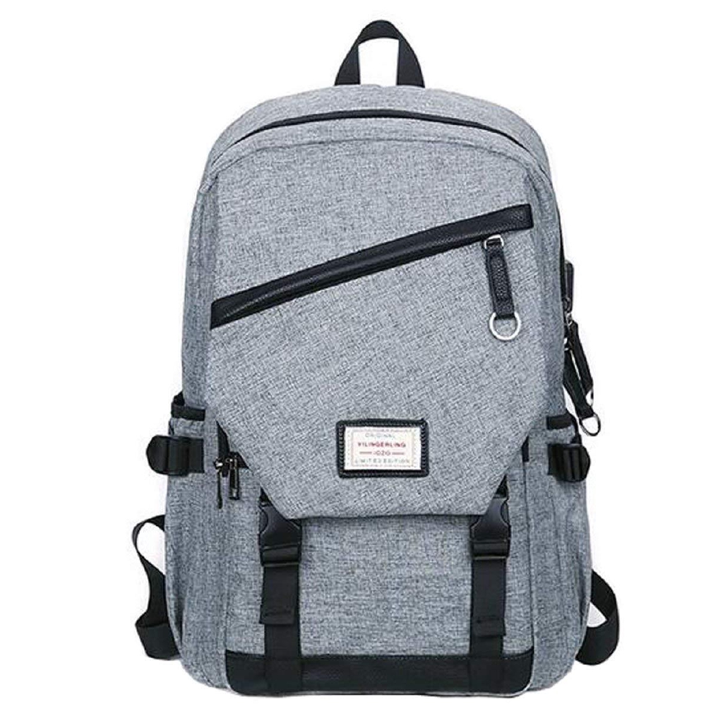 Bookbag Clamshell Style School Bag Travel Backpack (Grey) Teenage Boys
