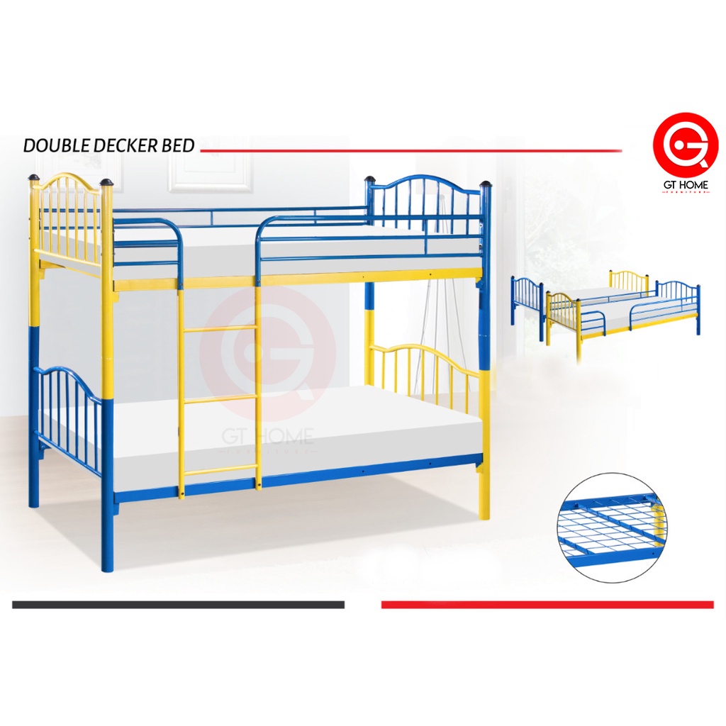 HeavyDuty Besi Tebal Double Decker Bed Frame Single Size Hostel Bunk ...