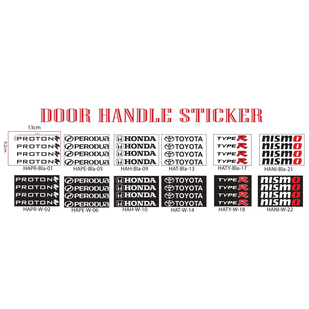 4pc Car Door Handle Decal Sticker Anti protective logo emblem Honda