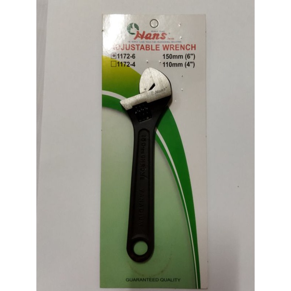 Hans Adjustable Wrench 6inch 1172-06 Normal Style 20mm opening 150mm ...