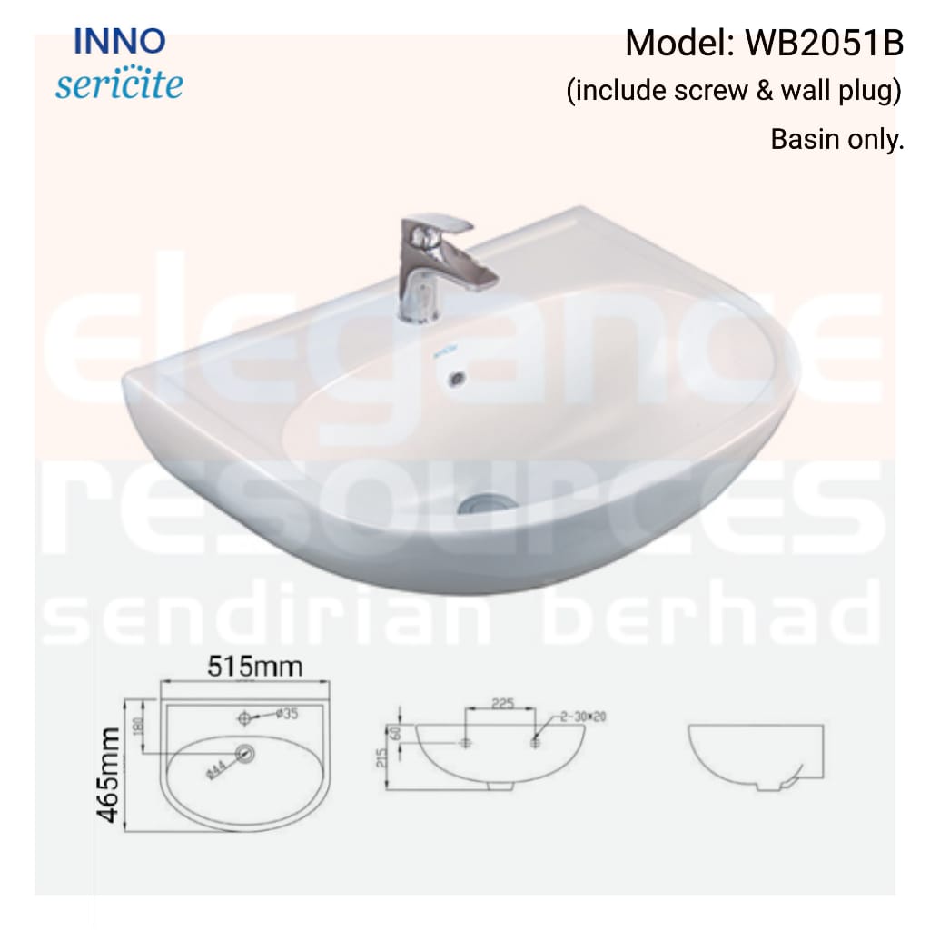 SERICITE Wall Hung Wash Basin WB2051B COBORANES Basin | Shopee Malaysia