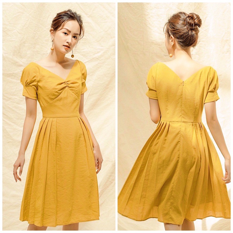 Jamala Yellow Multicolor Pleat Dress main image 1