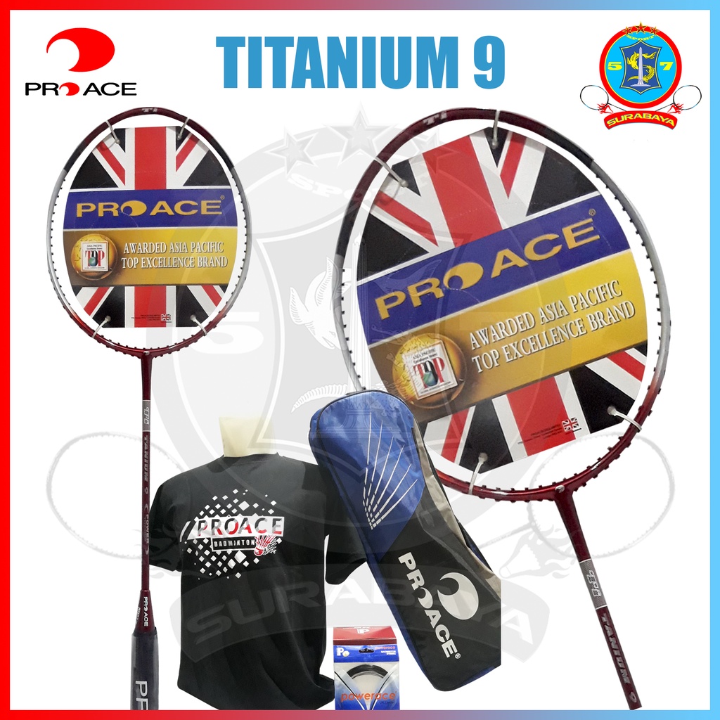 Original Pro Ace Titanium 9 Complete Badminton Bonus Racket | Shopee ...