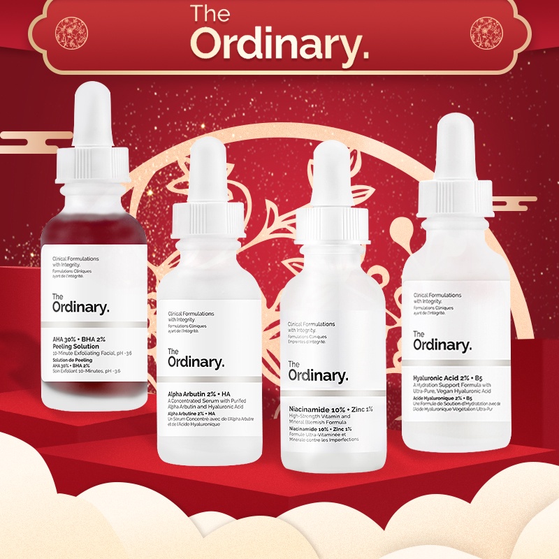 The Ordinary Bestsellers Niacinamide/ AHA + BHA/ Caffeine/ Hyaluronic Acid/ Buffet/ Alpha