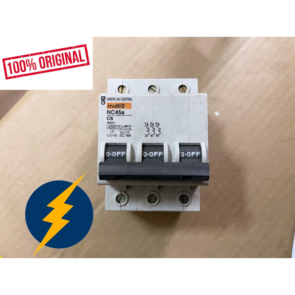 Merlin Gerin 12018 MCB - circuit breaker - NC45A - 3POLE - 6AMP - C ...