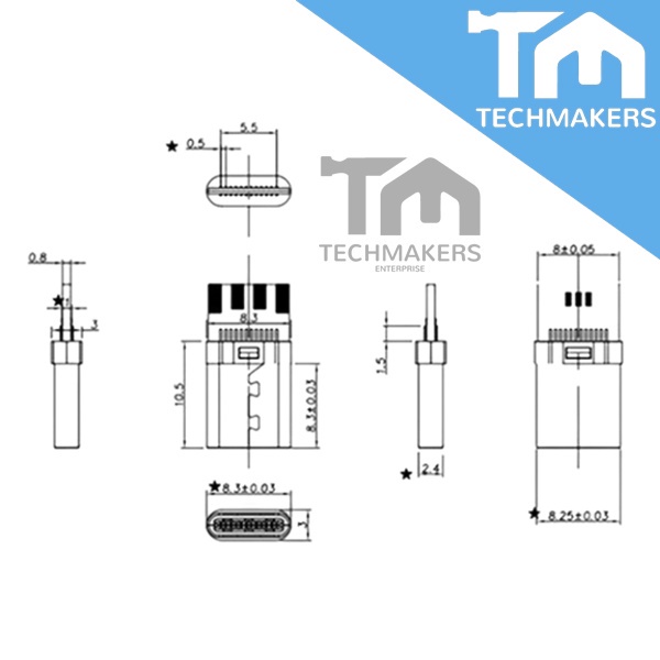 USB 3.1 Type C Male DIY Solder Plug Connector Socket PCB Module Data ...