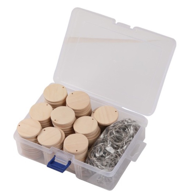 【Ready stock】（50 Pcs Wooden plate +50 pcs Key Chain）wood Round Wooden ...