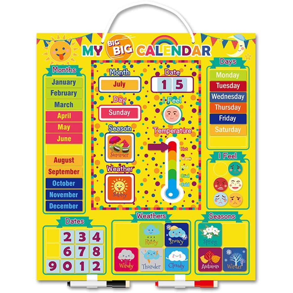 Children Magnetic Daily Calendar Magnet Board Building Play Set ...