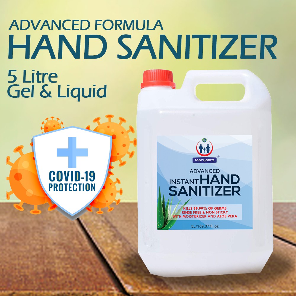 75% Alcohol Hand Sanitizer Gel 5 Litre (Kill 99.9% Germ, Bacteria ...
