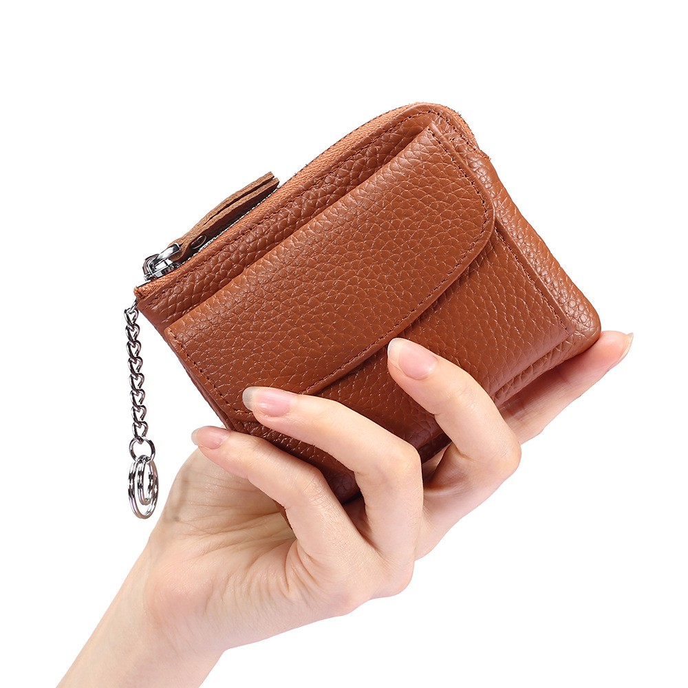 Small Wallet Coin Purse Womens Coin Pouch Leather Credit Card Holder with Key Ring Shopee Malaysia