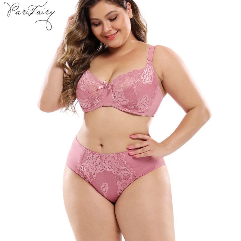 Parifairy 38D-48D Plus Size Women's Floral Bra & Brief Set Lingerie Large  Size Underwear Femme Sexy Bra and Panty Set – the best products in the Joom  Geek online store