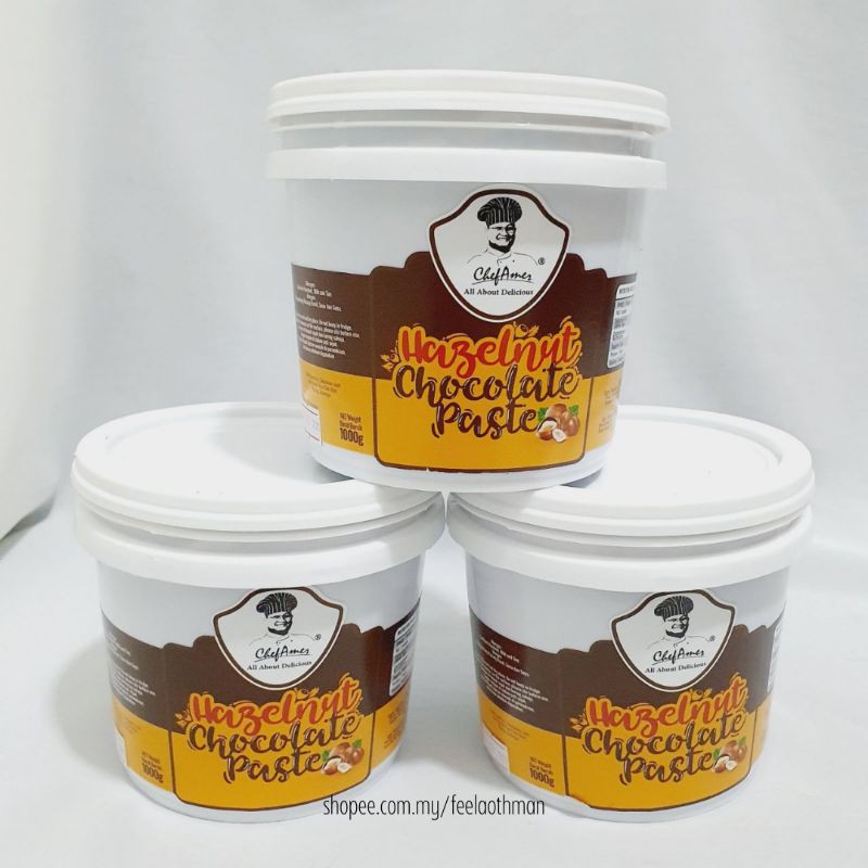 Premium Hazelnut Chocolate Paste Chef Amer 1kg Shopee Malaysia