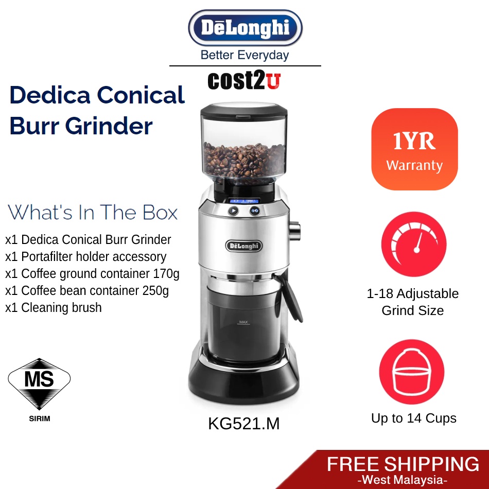 [Free Shipping] Delonghi Dedica Burr Coffee Grinder KG521.M KG521M