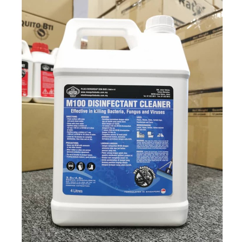 M100 Disinfectant Cleaner (2L / 4L Pack) Effective in Killing Bacteria