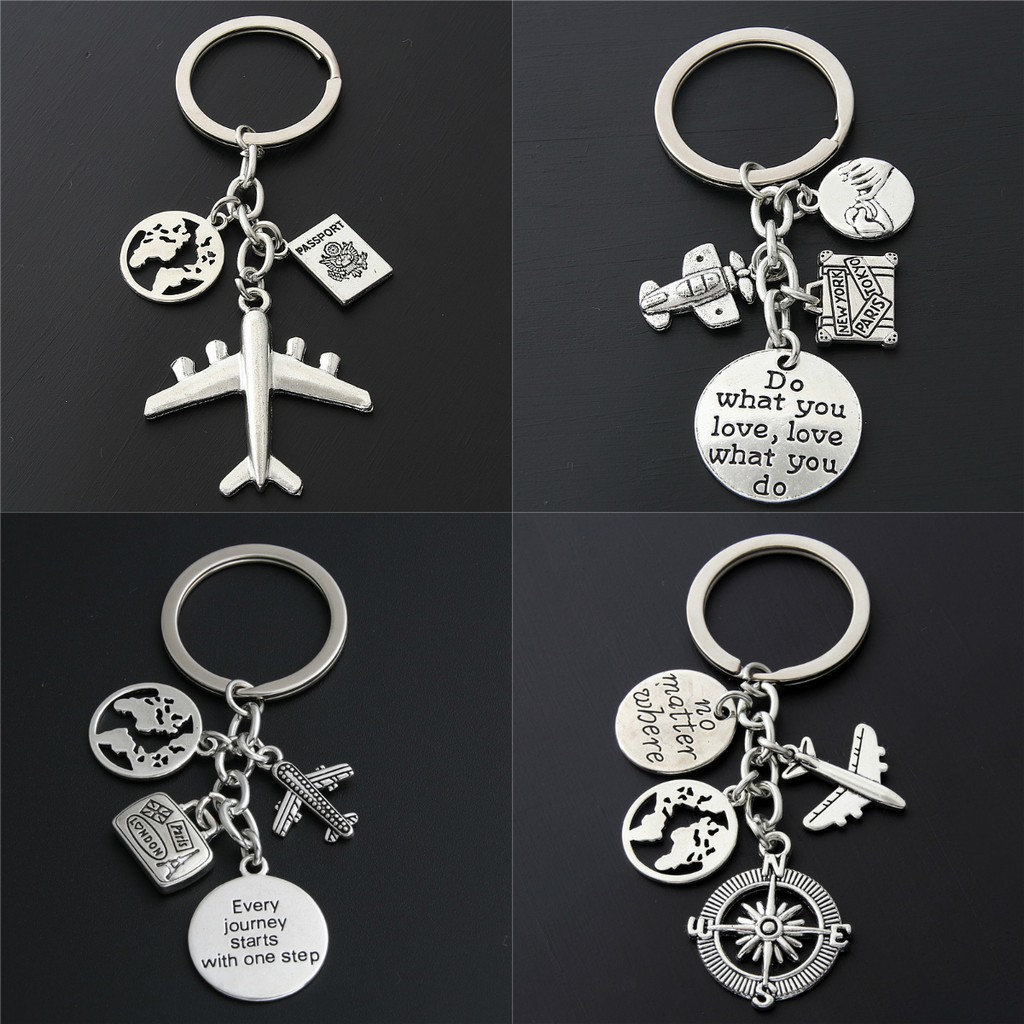 1pc World Map Charms Airplane Key Chains No Matter Where Pendant Key ...