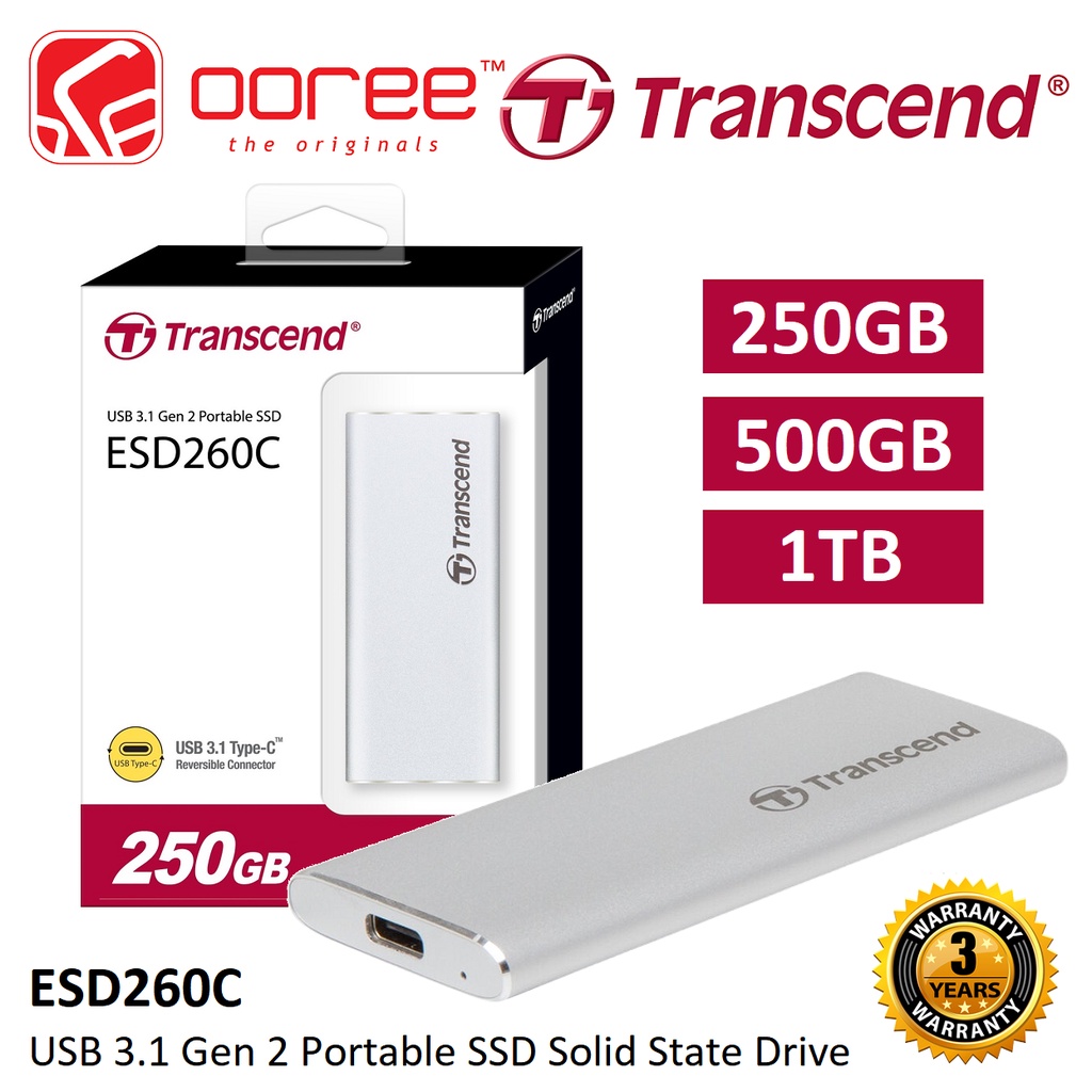 Transcend Esd240c Esd260c Usb 31 Gen 2 Portable Ssd 3d Nand External Solid State Drive 5534