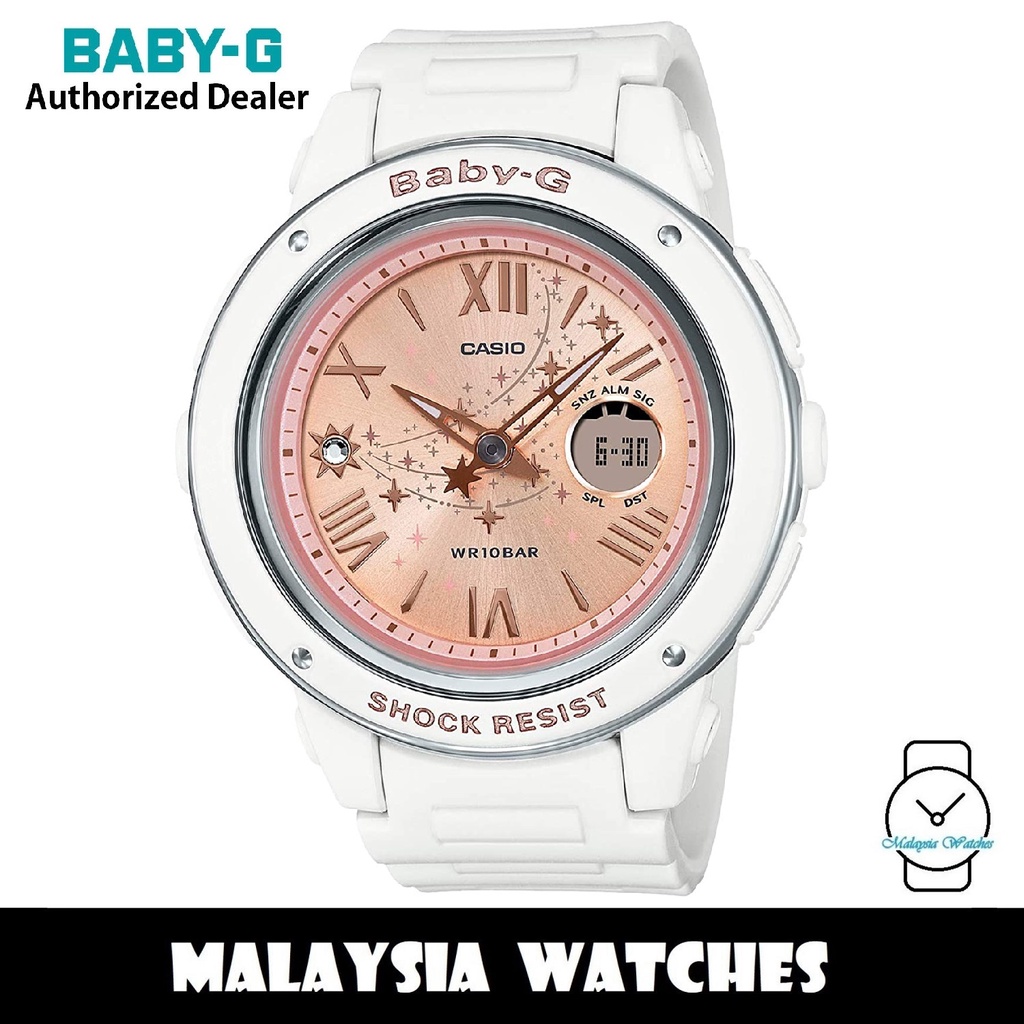 OFFICIAL WARRANTY Casio Baby G BGA 150ST 7A Shooting Star Series Swarovski Crystal White Resin Watch BGA150 BGA 150 Shopee Malaysia