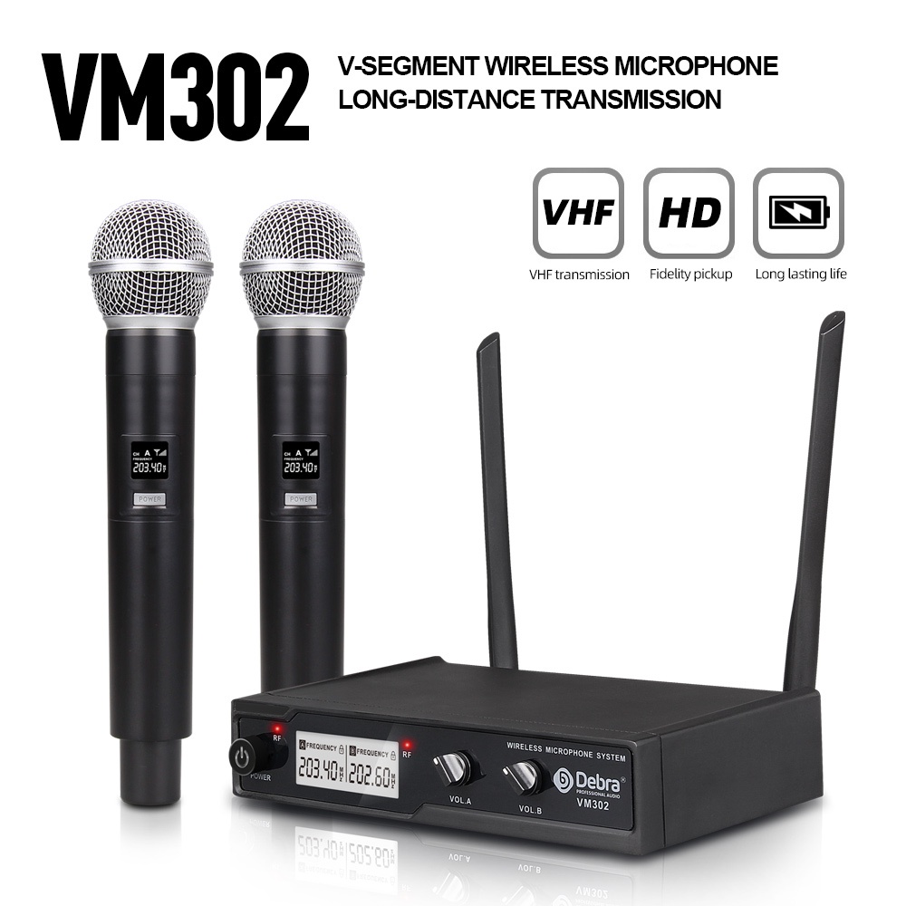 Pro Wireless Microphone System with 2 Handheld Cordless Mic for Speech ...
