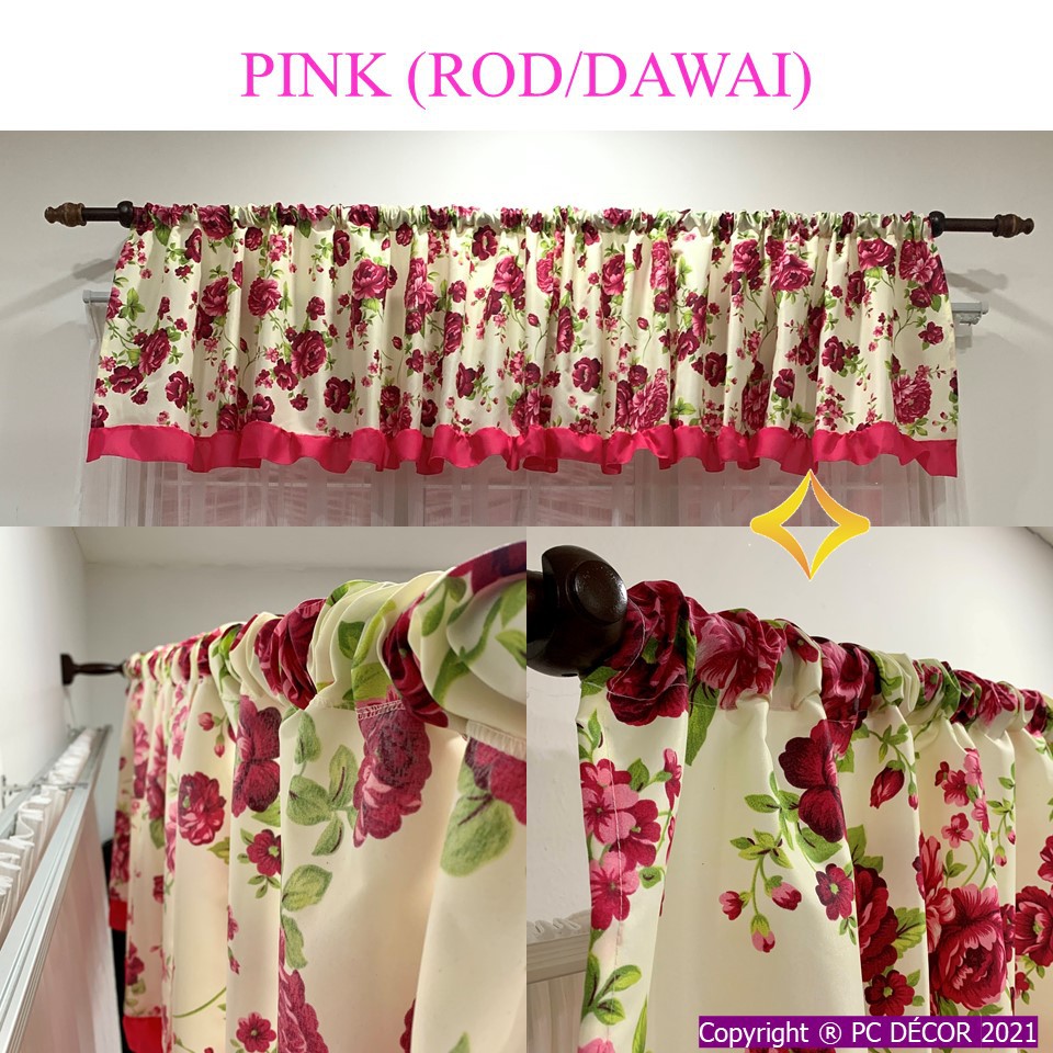 Anak Langsir / Pelmet curtain / Langsir Dapur / Rod Pocket / French