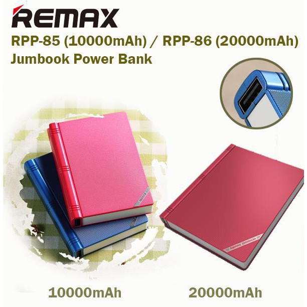 Remax RPP-86 20000mAh / RPP-85 10000mAh Jumbook Powerbank | Shopee Malaysia