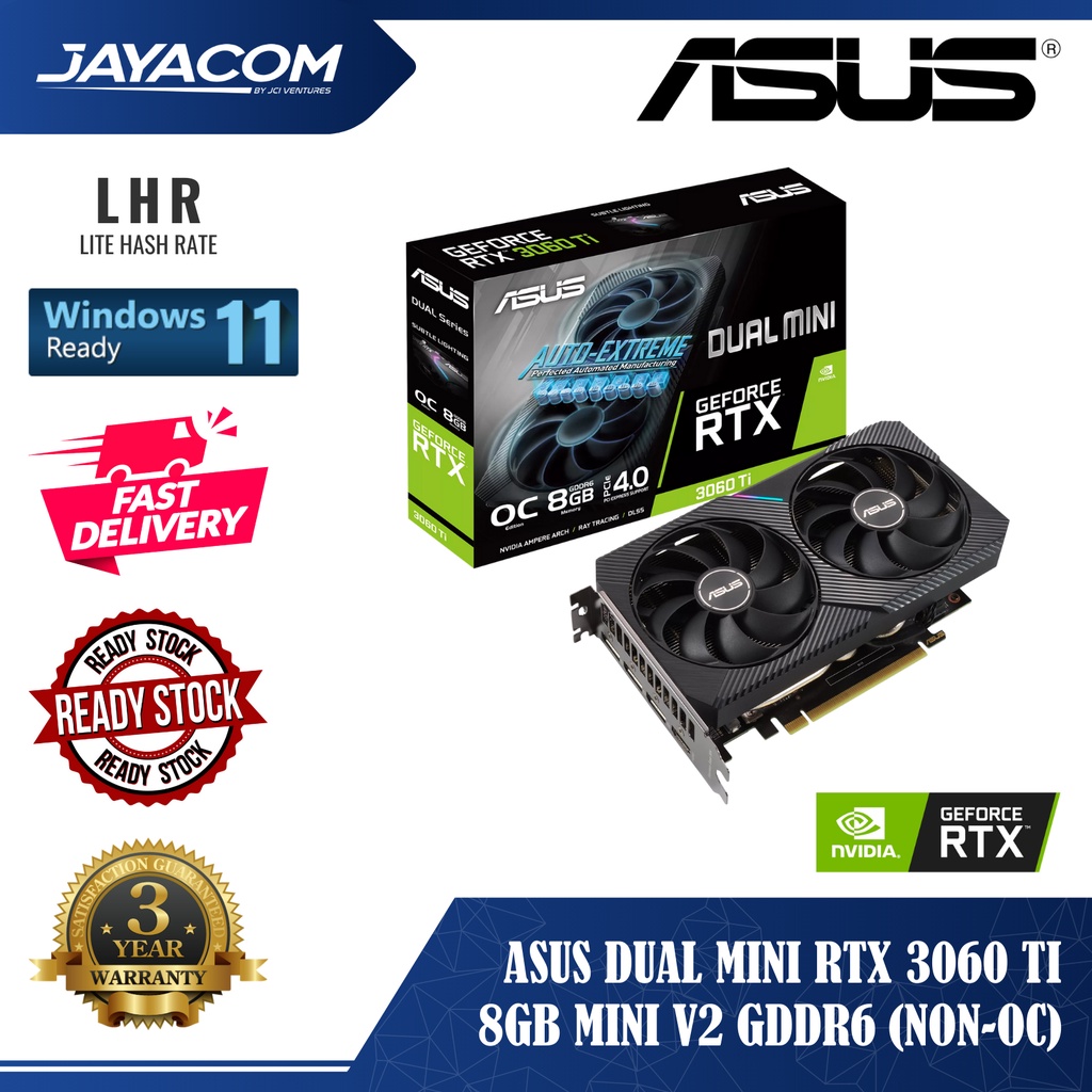 Asus Dual Mini RTX 3060 Ti 8GB Mini V2 GDDR6 (Non-OC) | Shopee Malaysia