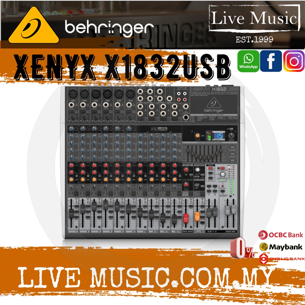 Behringer XENYX X1832USB 14-channel Mixer with USB and Effects ...