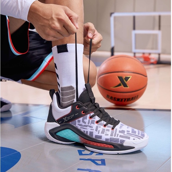 XTEP Men Basketball Shoes Lace Up High Top Comfortable Wear Resistant Wrapping Combat Shock Absorption Shopee Malaysia