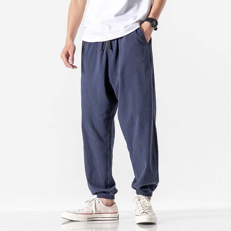 Men Harajuku Harem Pants New Mens Summer Cotton Linen Joggers
