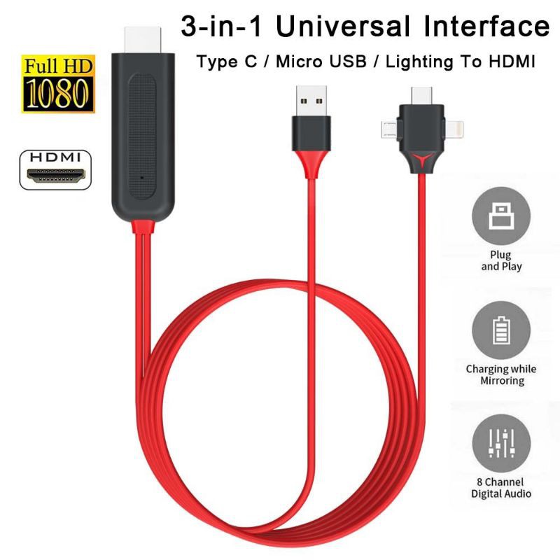 🔥HDMI to Handphone IN 1🔥 Type C Micro Connect Cable USB