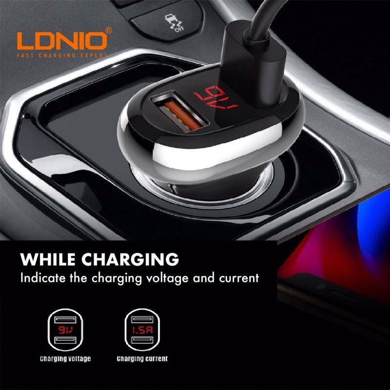 ReadyStock HSP-D1 LDNIO C2 LED Display Dual Q03.0 USB Charging Ports ...