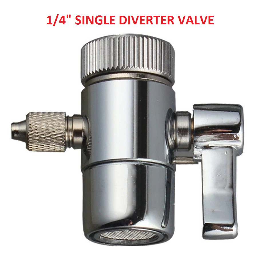 WATER FILTER DIVERTER VALVE FOR COUNTERTOP FILTER 1/4" 3/8" TUBE