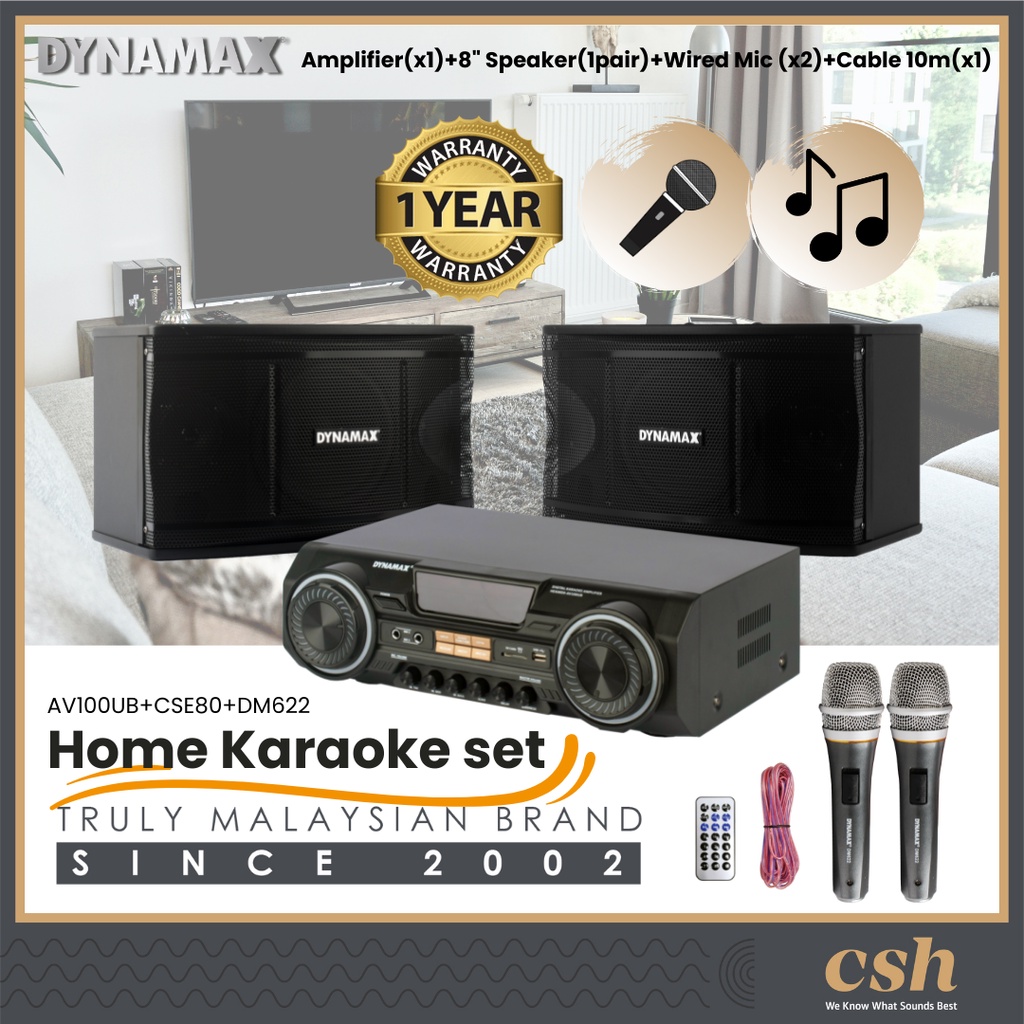 DEMO SET DYNAMAX Home Karaoke Set Karaoke AV100UB Amplifier, CSE80 8 ...