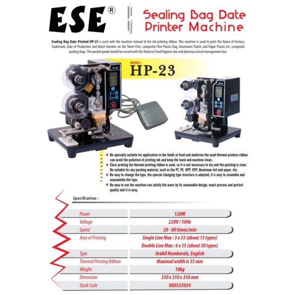 Sealing Bag Date Printer Machine / Mesin Print Expired Date | Shopee ...