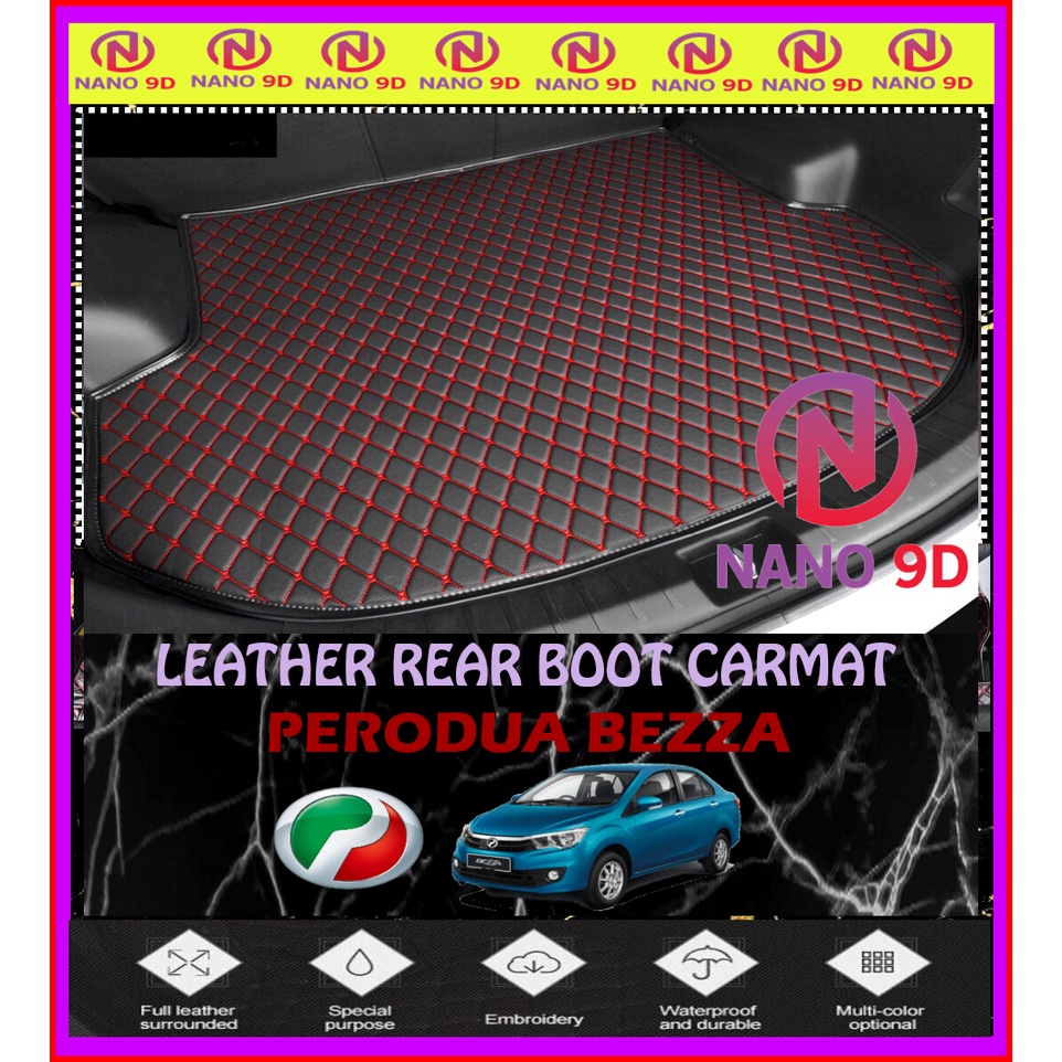 Perodua Bezza 9D Leather Rear Boot Cargo Car Floor Mats Trunk Mat Pad ...