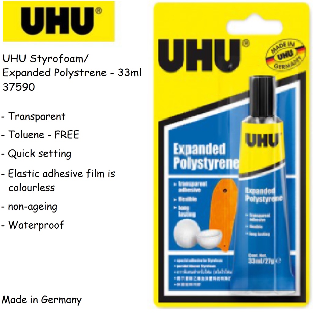 UHU Styrofoam/Expanded Polystrene Glue Adhesive for Styrofoam, wood