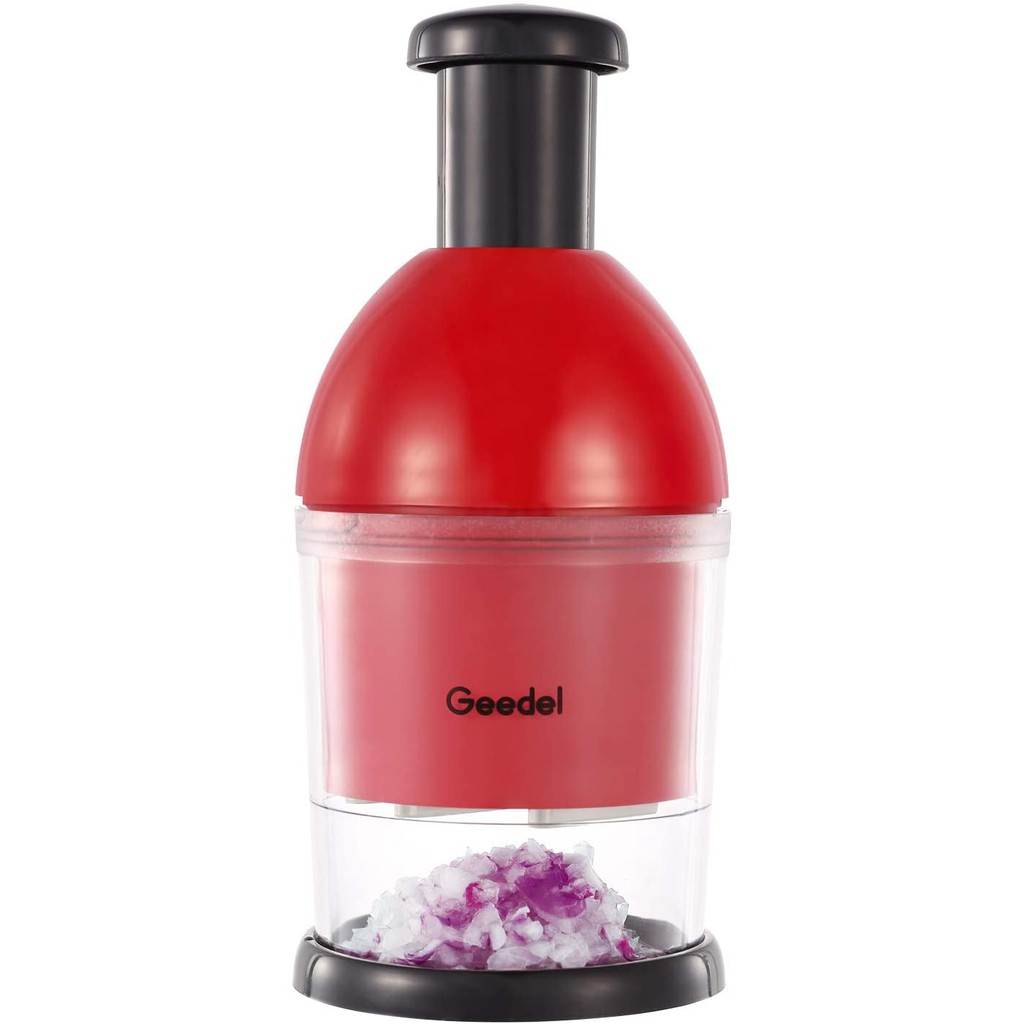  Geedel Food Chopper, Easy to Clean Manual Hand Vegetable  Chopper Dicer, Dishwasher Safe Slap Onion Chopper for Veggies Onions Garlic  Nuts Salads Red: Home & Kitchen