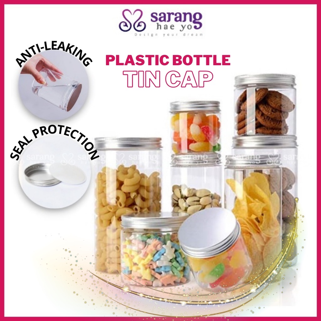Bottle Plastic with Seal Plastic Container Tin Cap Balang Plastik