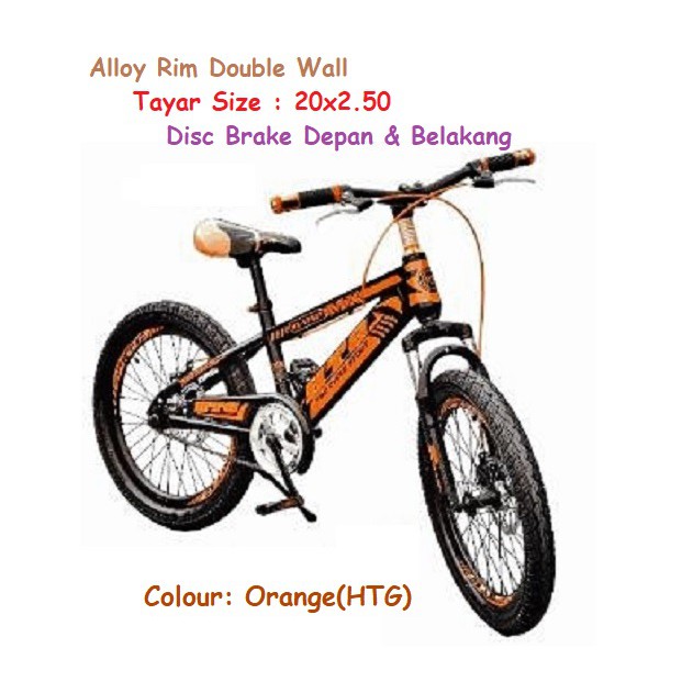 Basikal size 20" MX SPORT Tayar lebih LEBAR sesuai untuk budak umur antara 8-10 tahun.
