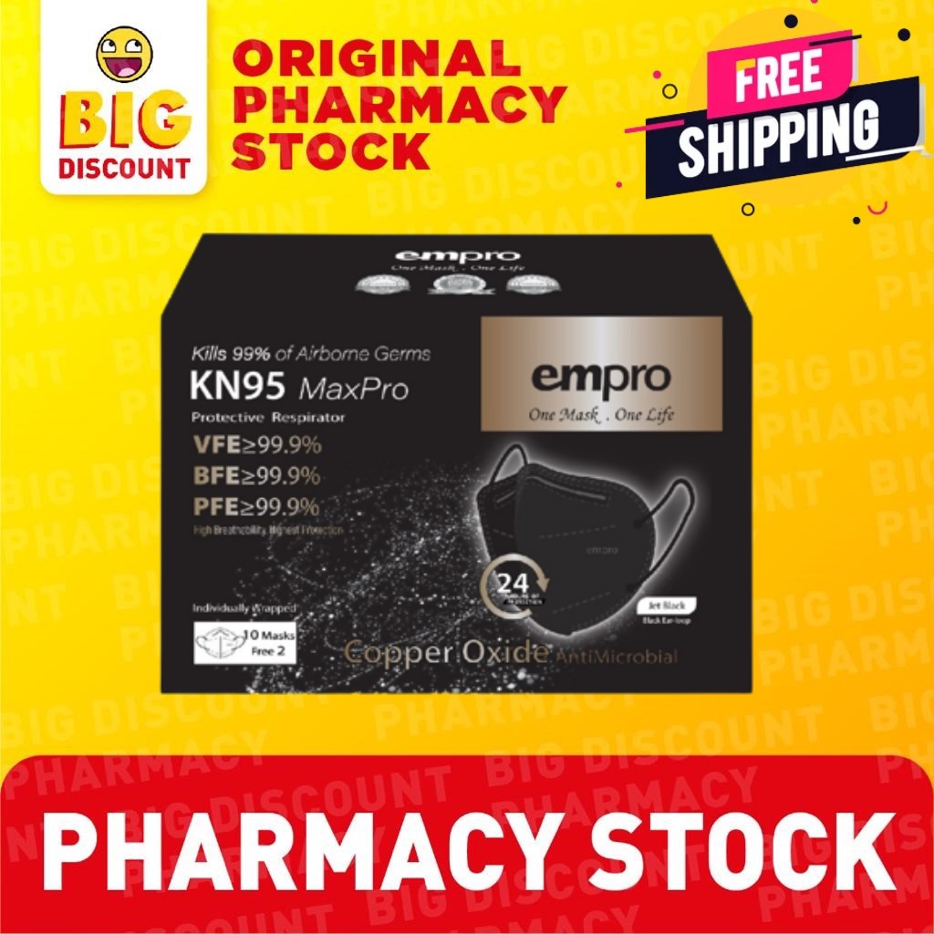 Empro Copper Oxide KN95 Max Pro Face Mask Black 10s + 2s Shopee