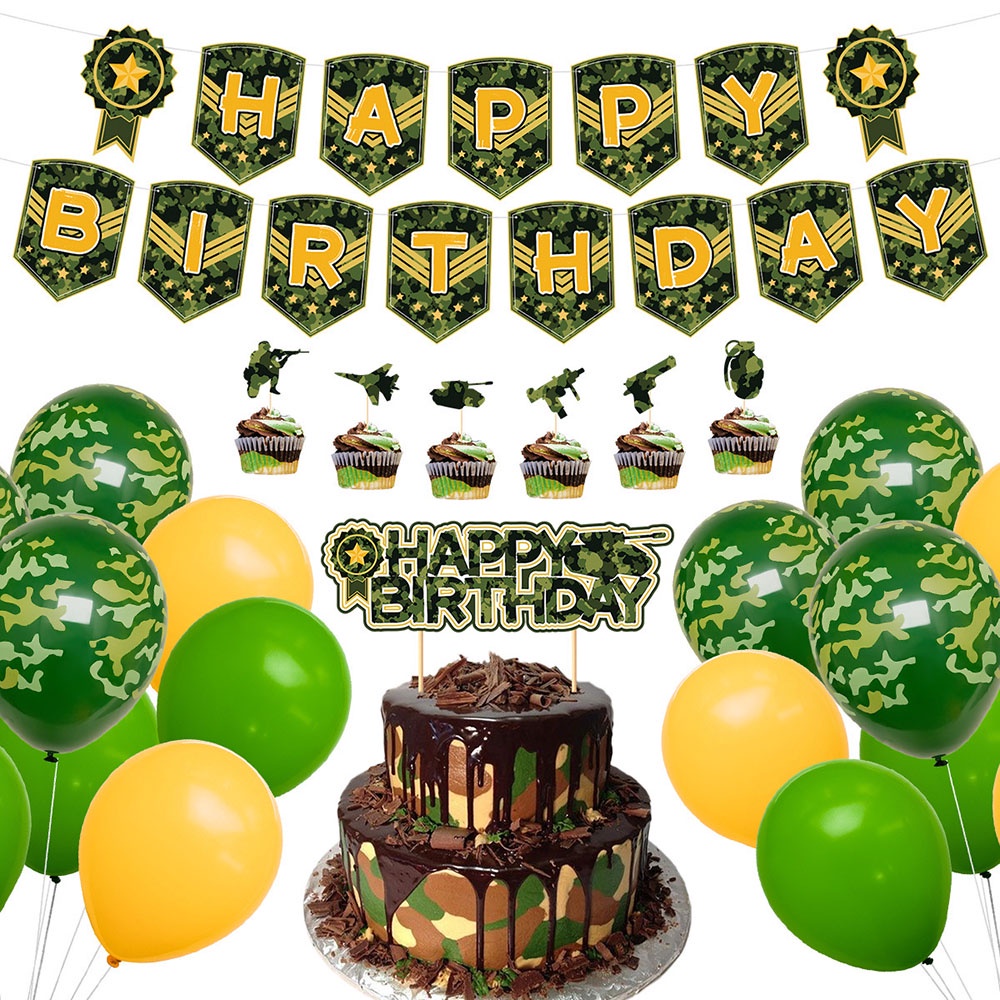 Military Themed Party Camouflage Green Army Tank Birthday Party