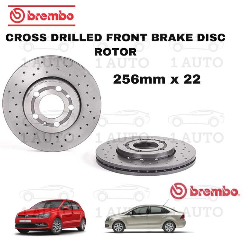 GENUINE BREMBO XTRA CROSS DRILLED FRONT BRAKE DISC ROTOR VW VENTO 1.6 1