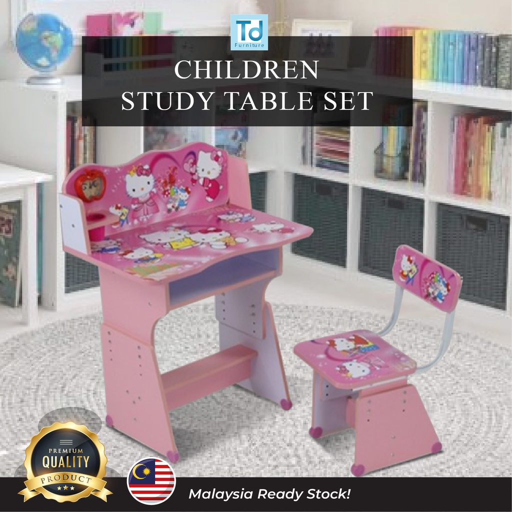 Cars Minion Hello Kitty Cartoon Study Table Chair for Kids Set