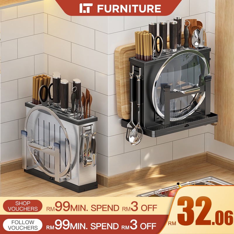 LITAI 304 Stainless Steel Kitchen Storage Rack Black Shopee Malaysia