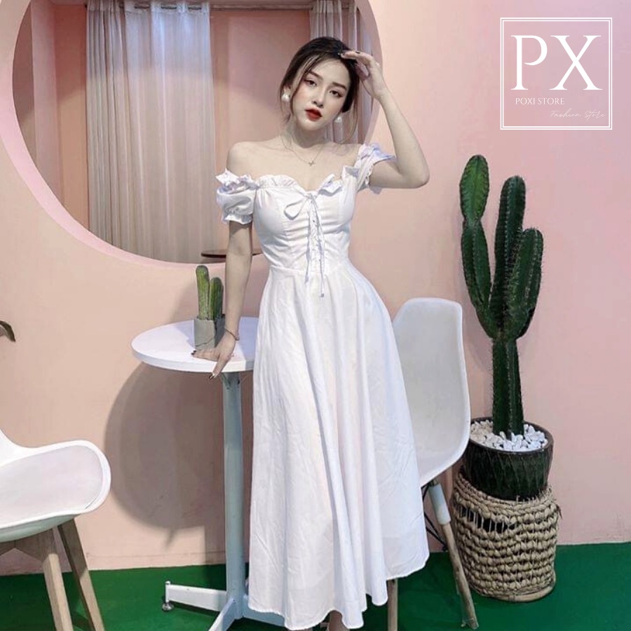Ruffle Shoulder Dress Can Be Worn in 2 Styles, Knit Chest (WHITE ...