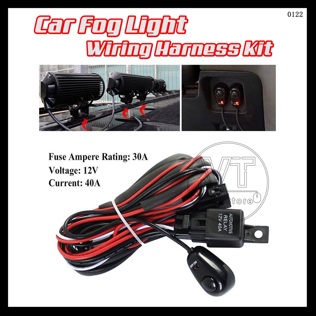 LED Work Fog Light Bar Wiring Harness Relay Kit On/off Switch Off R - Foto 6