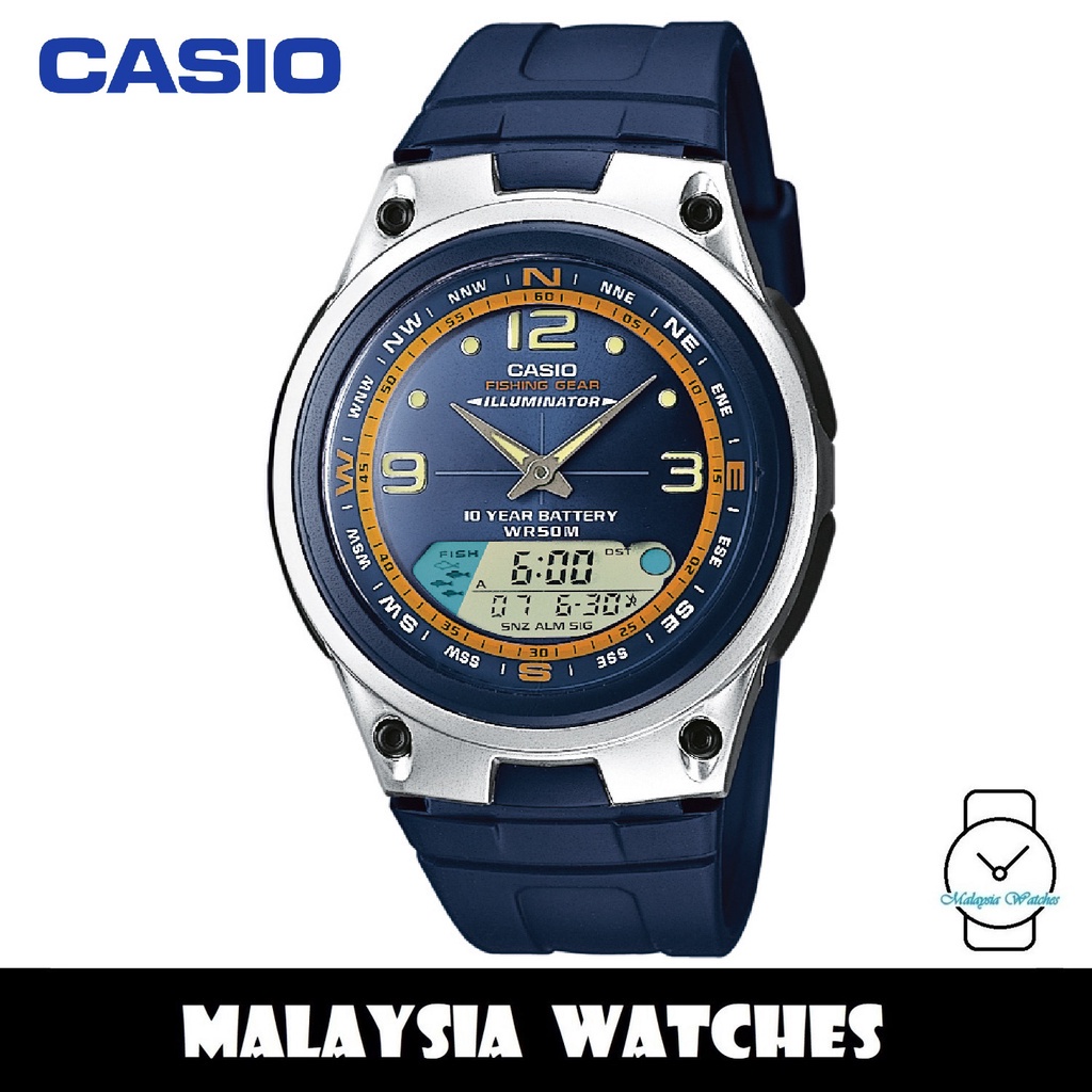 100 Original Casio AW 82 2A Illumination Fishing Gear 10 YEAR BATTERY Analog Digital Navy Blue Resin Watch AW82 AW 82 Shopee Malaysia